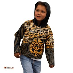 Personalised Matariki New Zealand Kid Hoodie Maori New Year Tiki Gold Version