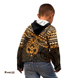 Personalised Matariki New Zealand Kid Hoodie Maori New Year Tiki Gold Version