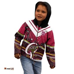 QLD Maroons Rugby Kid Hoodie Go Queensland Kangaroo Indigenous