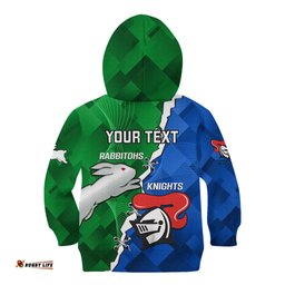 Personalised Knights and Rabbitohs Rugby Kid Hoodie Sporty Version