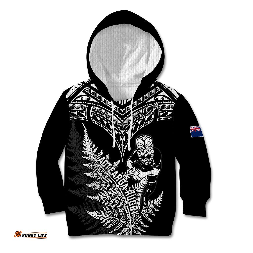Personalised New Zealand Silver Fern Rugby Kid Hoodie Go All Black World Cup