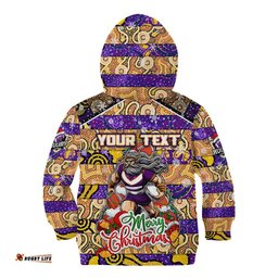 Custom Storm Rugby Merry Christmas Kid Hoodie Indigenous Australian Art