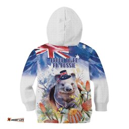 Wombat Australia Day Kid Hoodie Happy 26 January Banksia Watercolor