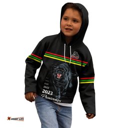 Custom Panther Premierships Kid Hoodie Go Champions Black Simple Style
