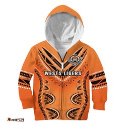 Custom Text And Number Wests Tigers Hoodie KID Indigenous Original Style