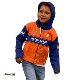 Personalised Netherlands Cricket Kid Hoodie Dynamic Version