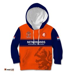 Personalised Netherlands Cricket Kid Hoodie Dynamic Version