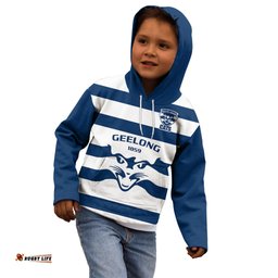 Personalised Geelong Football Kid Hoodie Go Cats White Sporty Style