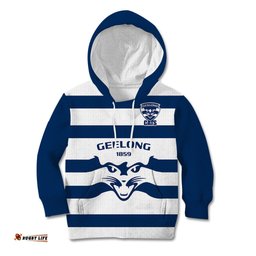 Personalised Geelong Football Kid Hoodie Go Cats White Sporty Style