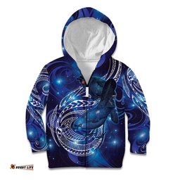 North Island Kokako and South Island Kokako Kid Hoodie New Zealand Native Bird with Galaxy Vibe