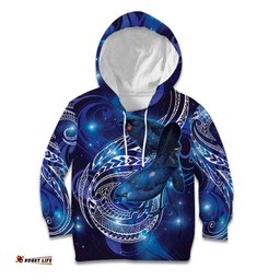 North Island Kokako and South Island Kokako Kid Hoodie New Zealand Native Bird with Galaxy Vibe