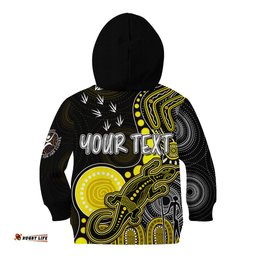Personalised NAIDOC Week AFL Tigers Kid Hoodie Aboriginal Dot Art Lizard Mix Boomerang