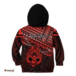 Personalised Matariki New Zealand Kid Hoodie Maori New Year Tiki Red Version