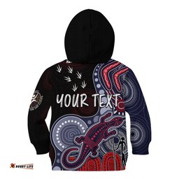 Personalised NAIDOC Week AFL Demons Kid Hoodie Aboriginal Dot Art Lizard Mix Boomerang