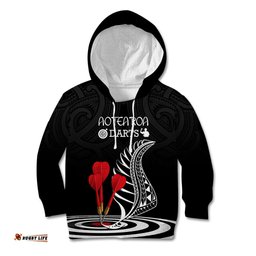 Personalised New Zealand Darts Kid Hoodie Aotearoa Maori Fern Bring It On