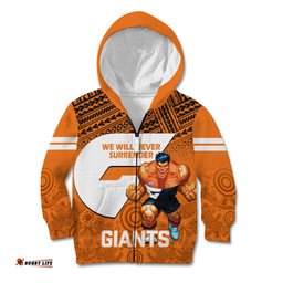 Personalised Giants Football Kid Hoodie GWS Go Champions Polynesian Indigenous Art
