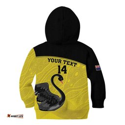 Custom Western Australia Cricket Kid Hoodie Go Warriors Black Swans Aboriginal Art