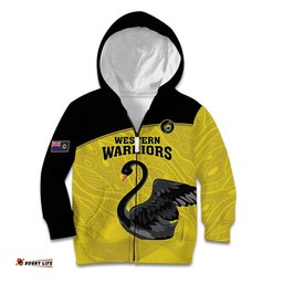 Custom Western Australia Cricket Kid Hoodie Go Warriors Black Swans Aboriginal Art