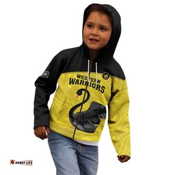 Custom Western Australia Cricket Kid Hoodie Go Warriors Black Swans Aboriginal Art