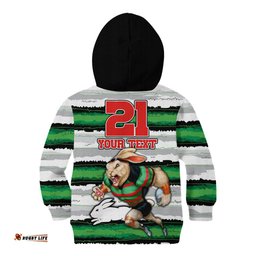 Custom Rabbitohs Mascot Rugby Kid Hoodie The Souths Go Champions