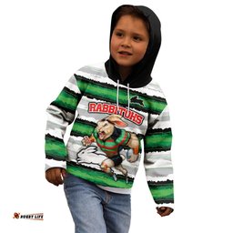 Custom Rabbitohs Mascot Rugby Kid Hoodie The Souths Go Champions