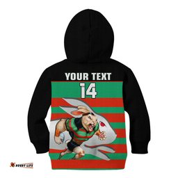 Custom Text And Number Rabbitohs Rugby Kid Hoodie Glory Glory Souths Unique