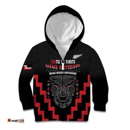 Personalised Toitu Te Tiriti Mana Maori Motuhake Kid Hoodie Aotearoa Haka Face Mix Poutama Art