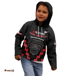 Personalised Toitu Te Tiriti Mana Maori Motuhake Kid Hoodie Aotearoa Haka Face Mix Poutama Art