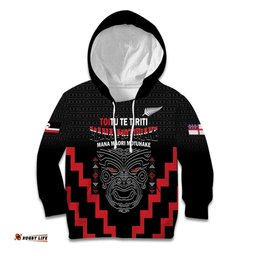 Personalised Toitu Te Tiriti Mana Maori Motuhake Kid Hoodie Aotearoa Haka Face Mix Poutama Art
