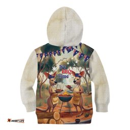 Kangaroos Australia Day Kid Hoodie It's Barbecue Time