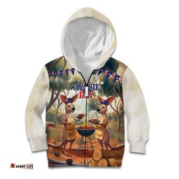 Kangaroos Australia Day Kid Hoodie It's Barbecue Time