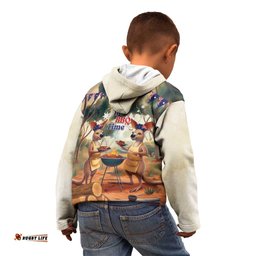 Kangaroos Australia Day Kid Hoodie It's Barbecue Time