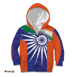 India Cricket Custom Kid Hoodie Ashoka Chakra with Flag Style