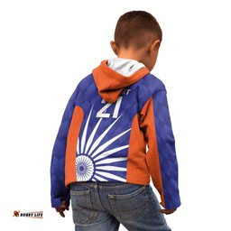 India Cricket Custom Kid Hoodie Ashoka Chakra with Flag Style