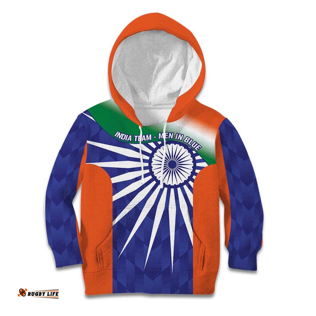 India Cricket Custom Kid Hoodie Ashoka Chakra with Flag Style