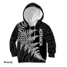 Personalised New Zealand Rugby Kid Hoodie World Cup Silver Fern Champions