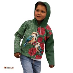Kokaburra and Waratah Kid Hoodie Aboriginal Art