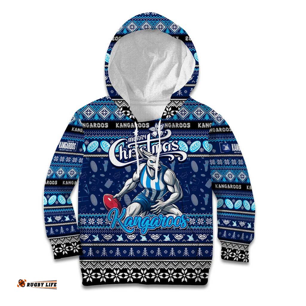 Personalized Kangaroos Football Xmas Kid Hoodie Australia AFL Mascot