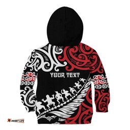 Honour The Treaty New Zealand Personalised Kid Hoodie Toitu Te Tiriti Half Fern with Haka dance