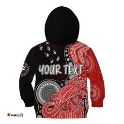 Personalised NAIDOC Week AFL Swans Kid Hoodie Aboriginal Dot Art Lizard Mix Boomerang