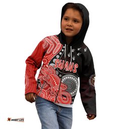 Personalised NAIDOC Week AFL Swans Kid Hoodie Aboriginal Dot Art Lizard Mix Boomerang