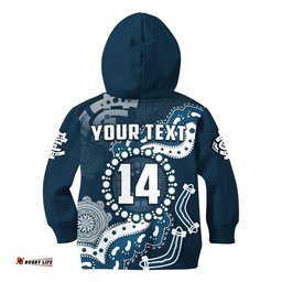 Custom Text And Number Carlton Football Hoodie KID Blues 1864 Boomerang Indigenous Artsy