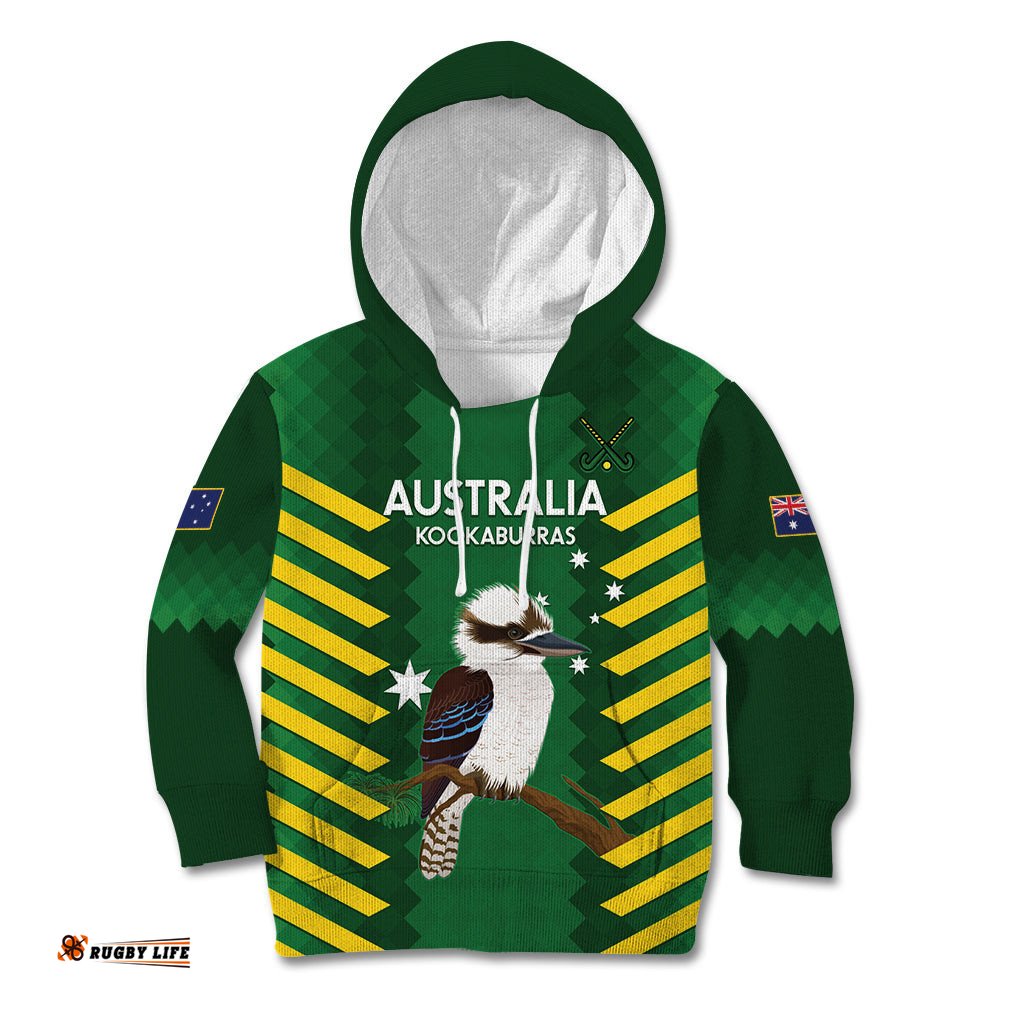 Custom Australia Field Hockey Kid Hoodie Go Champions Kookaburras National Color
