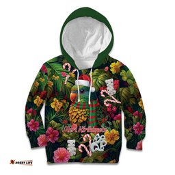 Meri Kirihimete Kakapo Santa Kid Hoodie Merry Christmas with Tropical Vibe