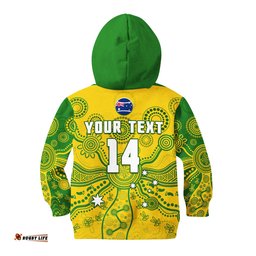 Custom Text And Number Cricket Australia Hoodie KID Aussie Indigenous Special Version