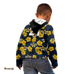 Custom Text And Number Cowboys Rugby Kid Hoodie Polynesian Style With Hibiscus