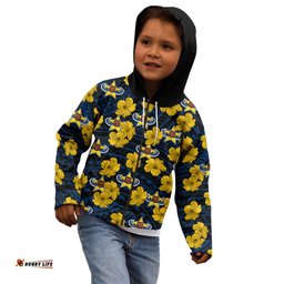 Custom Text And Number Cowboys Rugby Kid Hoodie Polynesian Style With Hibiscus