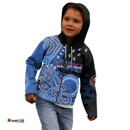 Personalised NAIDOC Week AFL Bulldogs Kid Hoodie Aboriginal Dot Art Lizard Mix Boomerang