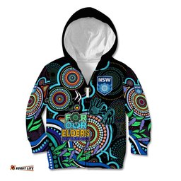 Custom Text And Number NAIDOC NSW Blues Rugby Kid Hoodie New South Wales Indigenous Tribal