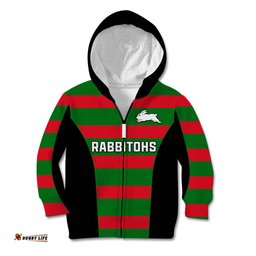 Rabbitohs Rugby Kid Hoodie Go Souths 1908 Sporty Style Black